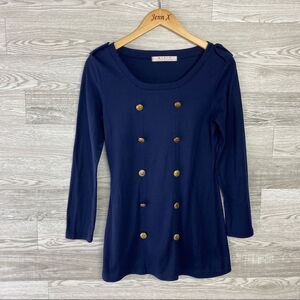 M+P+E Dark Blue Military Button Long Sleeve Dress